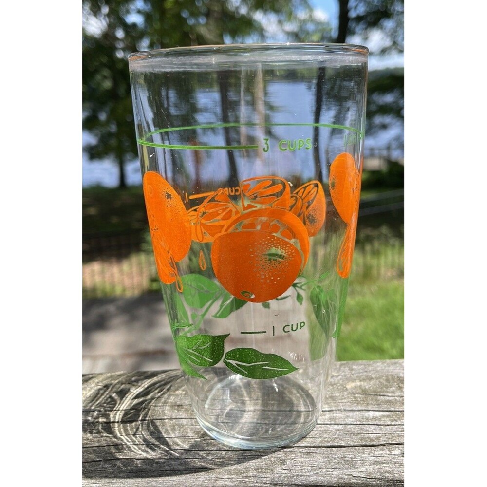 Vtg MCM Libbey Oranges Measuring Glass Kitchen Bar Ware Shaker 3 Cups / 1.5 Pint